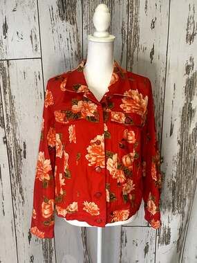 Isaac Mizrahi Red Floral Jacket